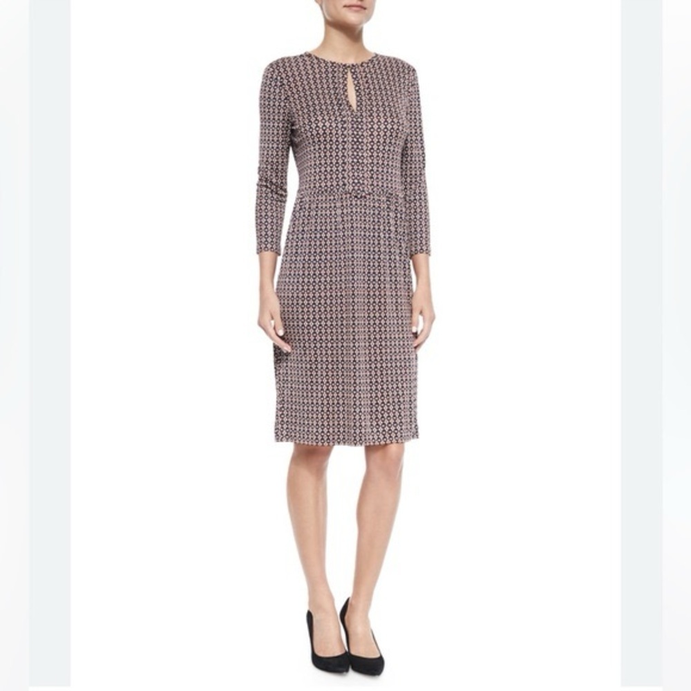 Tory Burch Printed Silk Keyhole-Front Dress